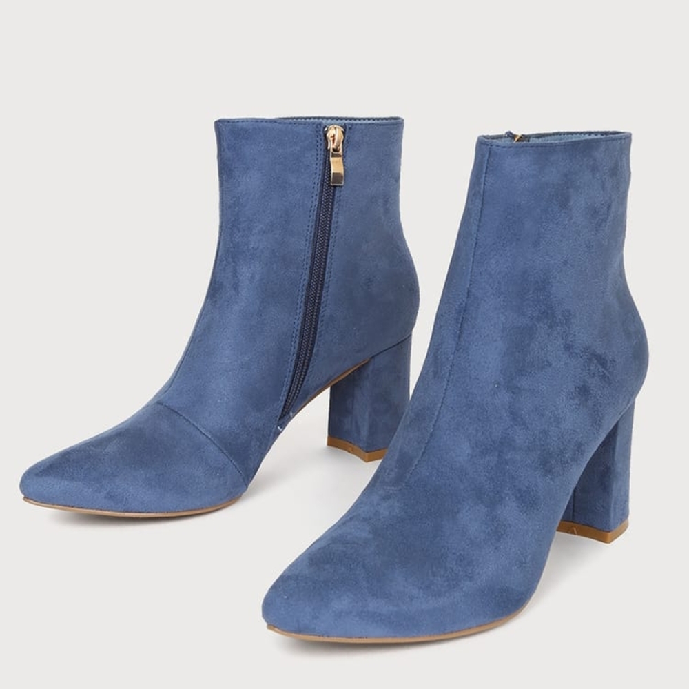 Lulus Blue Suede Ankle Boots